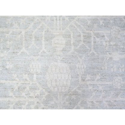 8'X9'10" Chrome Gray Khotan Pomegranate Wool Hand Knotted Oriental Rug