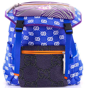 Gucci Panelled Double Buckle Backpack Gg Jacquard Nylon And Rubber Large