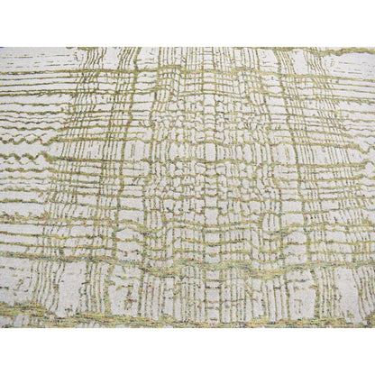 9'2"X11'8" Gray Jacquard Hand Loomed Modern Wool/Silk Hand Knotted Rug