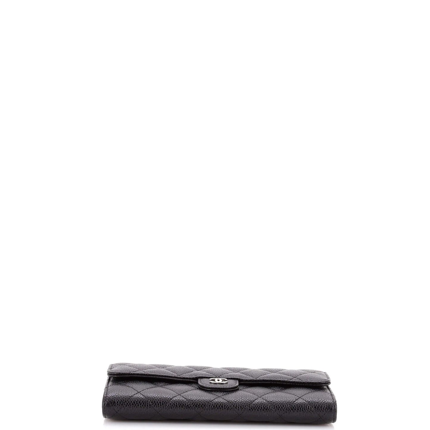 Chanel Cc Gusset Classic Flap Wallet Quilted Caviar Long