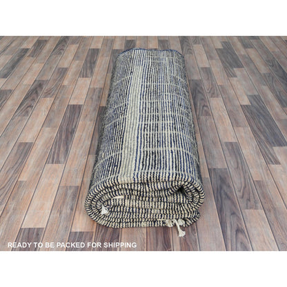 9'X12'5" Blue Hand Knotted Ben Ourain Moroccan Berber Soft Wool Rug