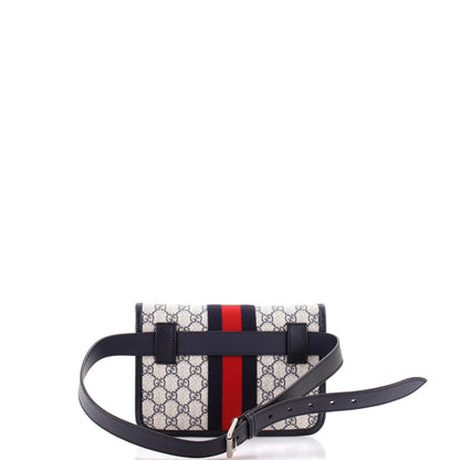 Gucci Ophidia Flap Belt Bag Gg Coated Canvas With Leather