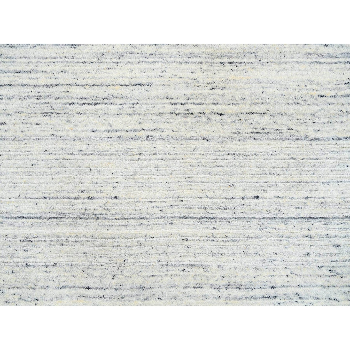 7'10"X7'10" Ivory Wool Hand Loomed Plain Modern Striae Design Round Rug