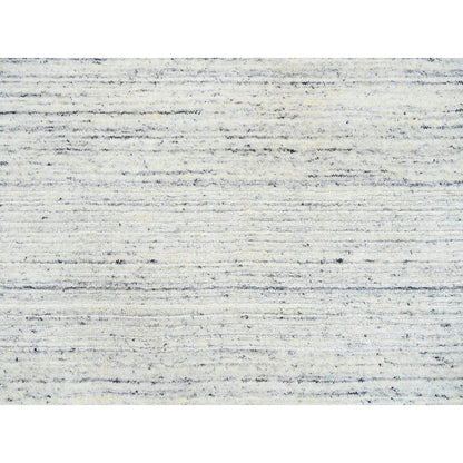 7'10"X7'10" Ivory Wool Hand Loomed Plain Modern Striae Design Round Rug