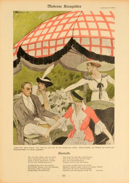 Simplicissimus 1913 By Kainer Park Scene On Linen Original