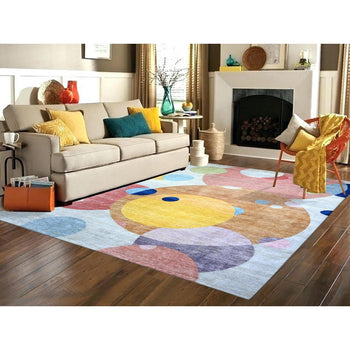 9'X12' Colorful The Circles Design Wool Hand Knotted Oriental Rug