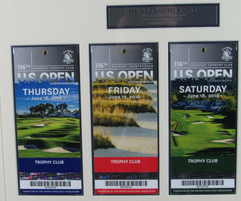 Dustin Johnson Us Open Ticket Collage Framed