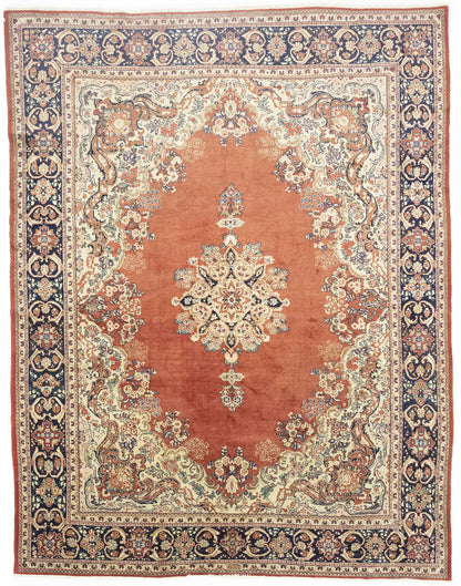 Semi-Antique Hand-Knotted Floral Rug Extra Large