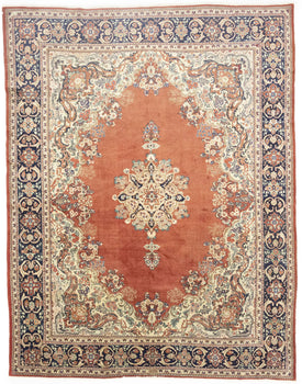 Semi-Antique Hand-Knotted Floral Rug Extra Large