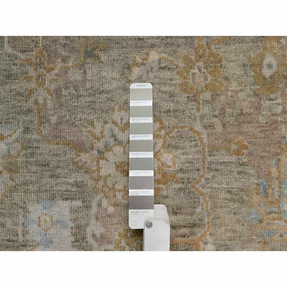 2'x3' Brown Broken Pattern Oushak Design Pure Wool Hand Knotted Mat Rug