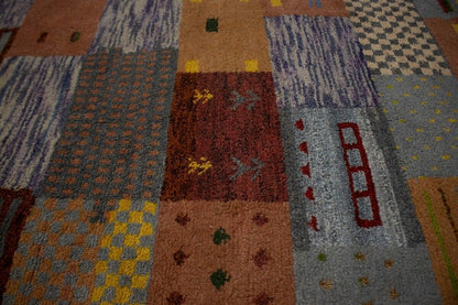 Handmade Tribal Checker Design Indo-Gabbeh Rug