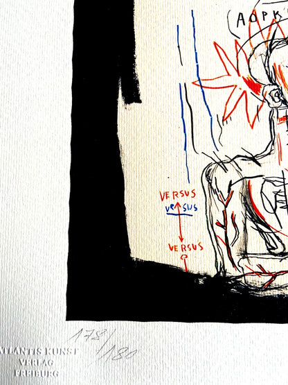 Jean-Michel Basquiat Lithograph Coa Signed Stamp