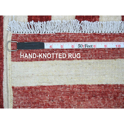 2'5"X4' Red American Flag Hand Knotted Soft Wool Wall Hanging Rug