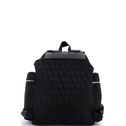 Valentino Garavani Double Buckle Backpack Toile Iconograph Nylon