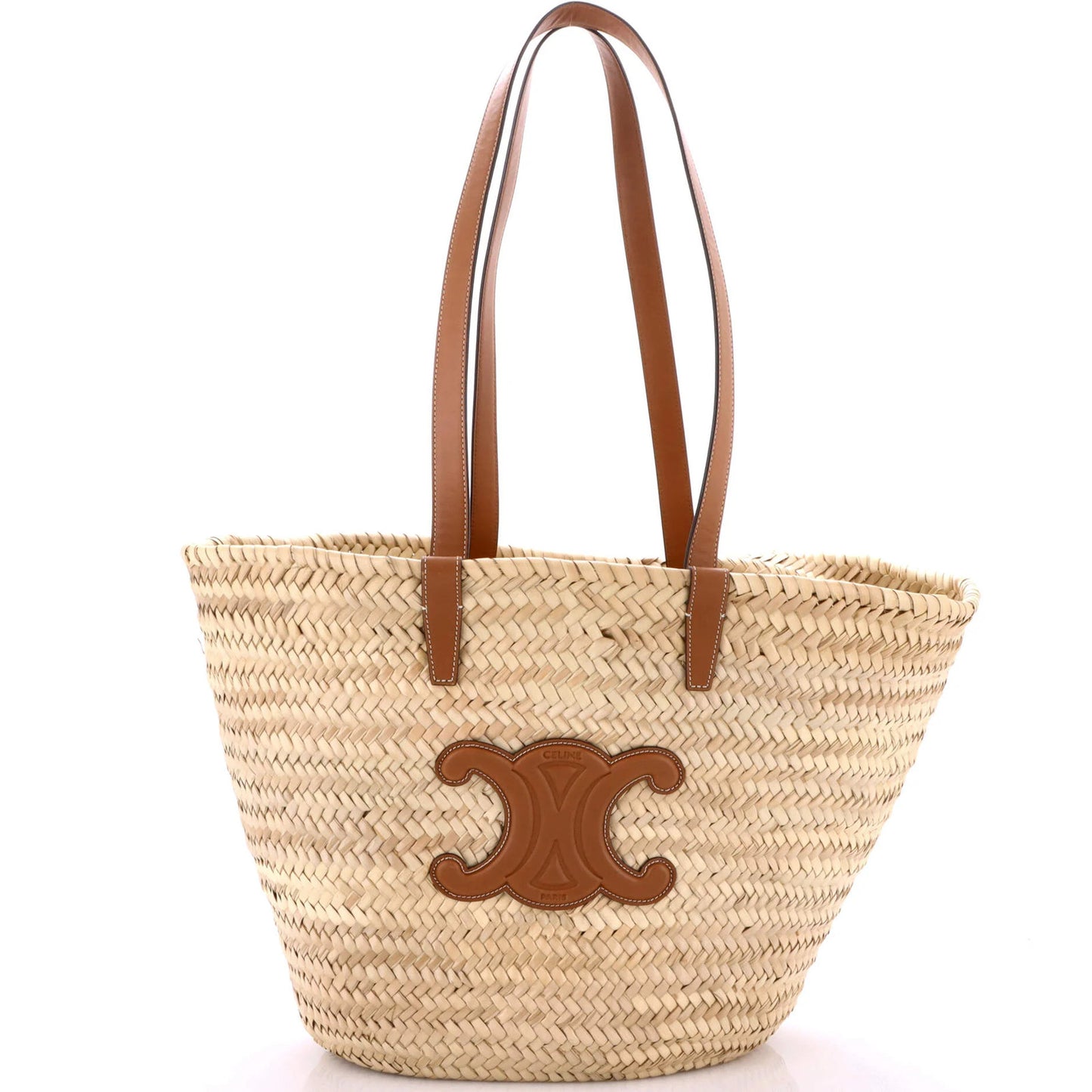 Celine Triomphe Basket Shoulder Bag Raffia With Leather Large