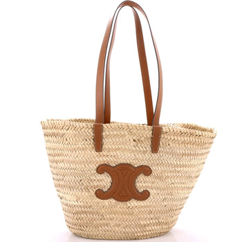 Celine Triomphe Basket Shoulder Bag Raffia With Leather Large