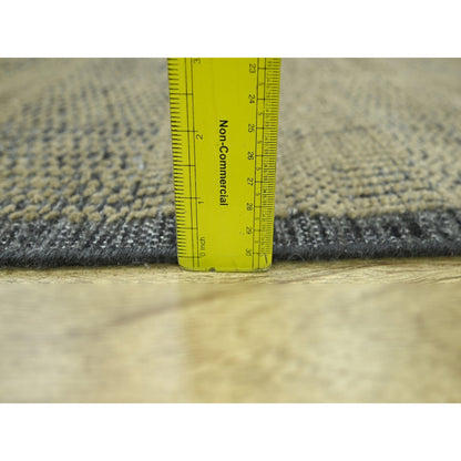 2'6"X10' Brown Pure Wool Rug Hand Knotted Distressed Grass Design Runner