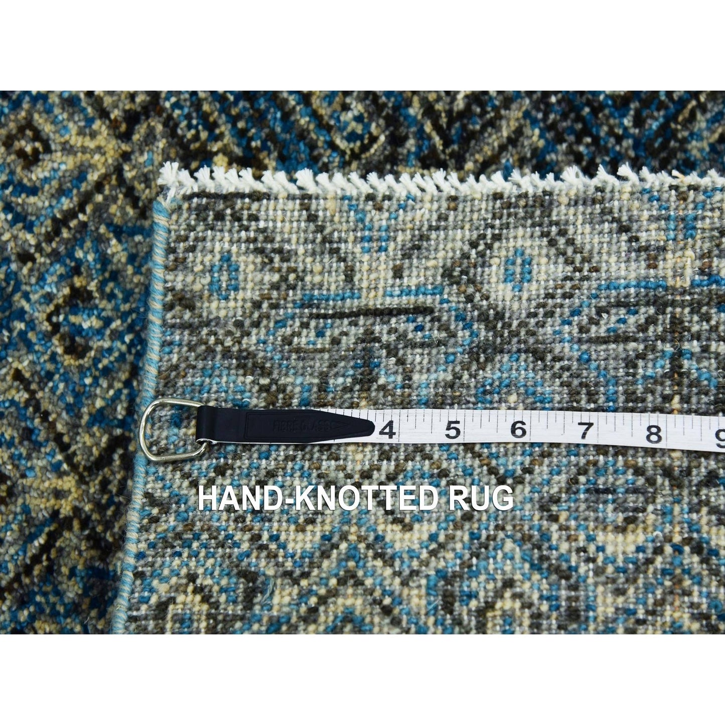 2'6"X6'2" Blue Hand Knotted Kohinoor Herrita Design 100% Wool Runner Rug