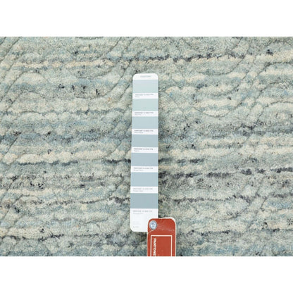 10'X10' Green Hand Loomed Variegated Organic Wool Oriental Round Rug