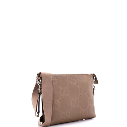 Gucci Zip Messenger Bag Jumbo Gg Embossed Leather Medium