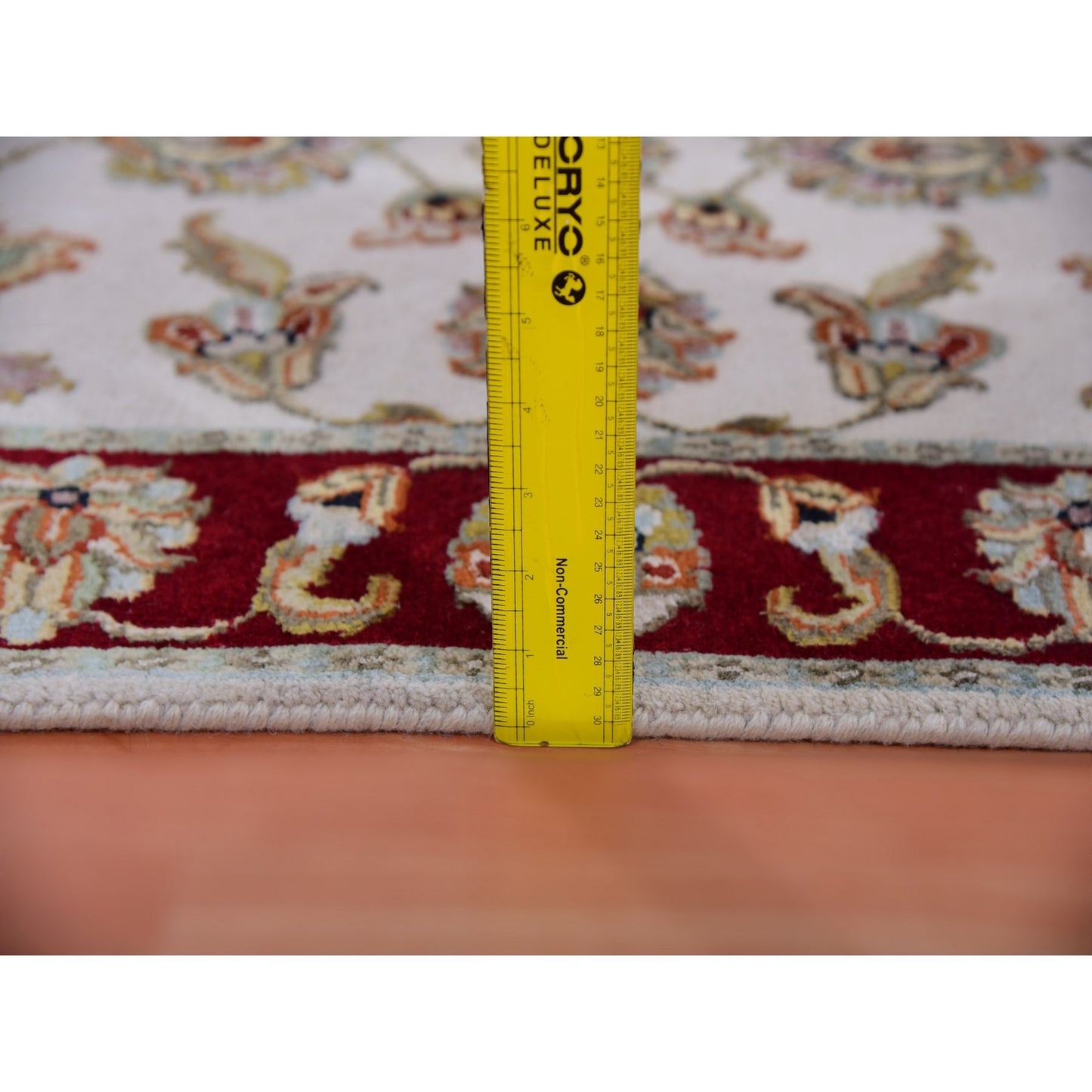 2'7"X10'4" Ivory Hand Knotted Rajasthan Leaf Design Wool Silk Runner Rug