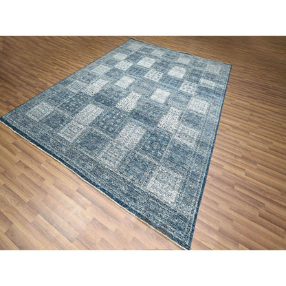 8'X10'1" Aegean Blue Garden Design Tone On Tone Hand Knotted All Wool Rug