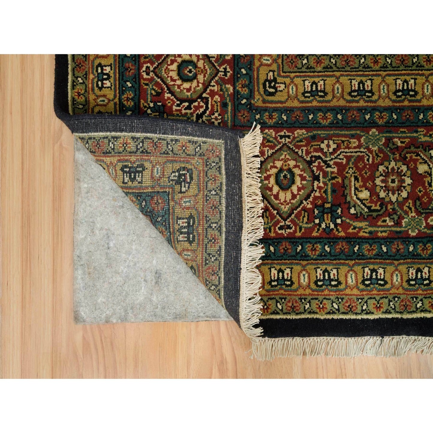 8'1"X10'1" Navy Blue Herrita Design 175 Kpsi Pure Wool Hand Knotted Rug