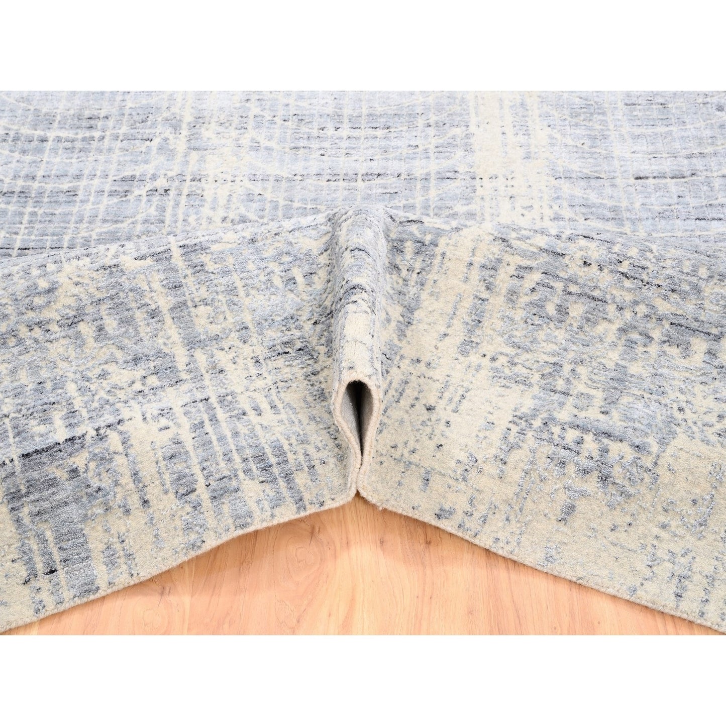 8'1"X9'10" Gray Hand Loomed Tone On Tone Transitional Erased Design Rug