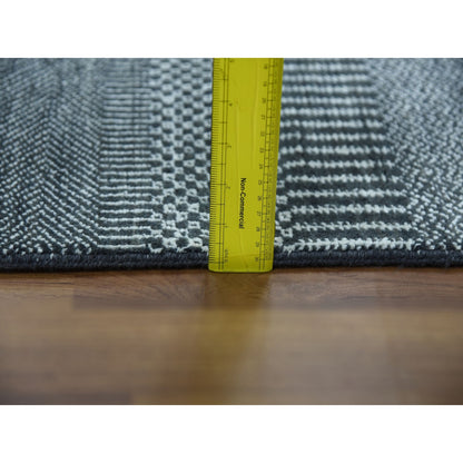 3'3"X5' Gray Wool And Silk Hand Knotted Modern Grass Design Gabbeh Rug