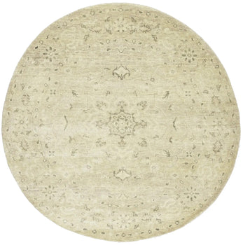 Handmade Transitional Oriental Round Rug Muted
