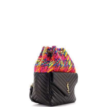 Saint Laurent Joe Backpack Matelasse Chevron Leather With Tweed