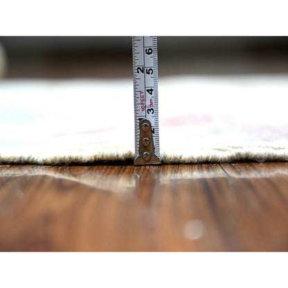 3'X6'1" Ivory Natural Wool Hand Knotted Afghan Peshawar Runner Rug