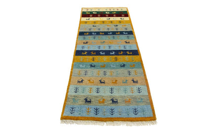 Contemporary Multicolored Stripes Indo-Gabbeh