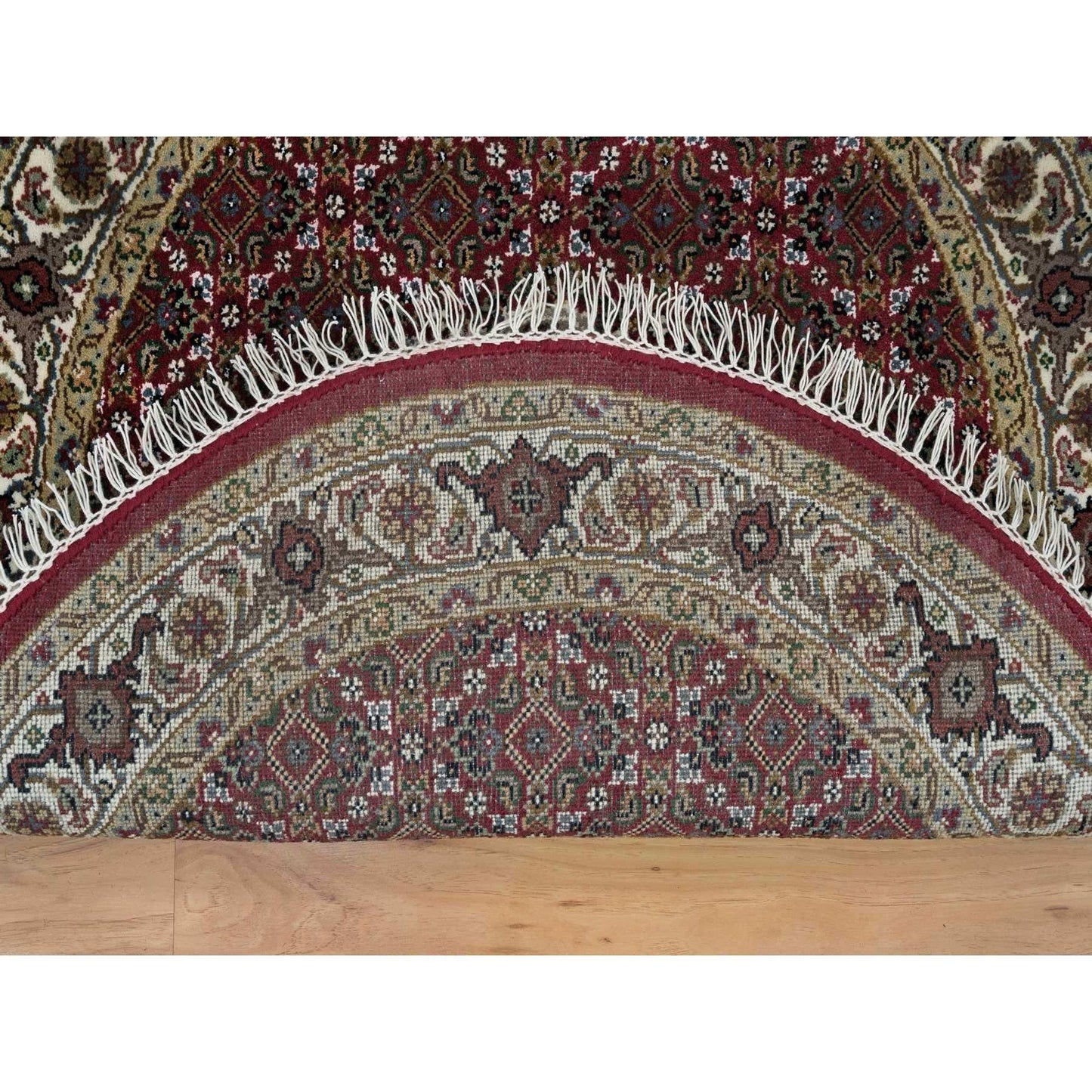 3'4"X3'4" Red Tebraz Mahi Design Wool Hand 175 Kpsi Knotted Round Rug