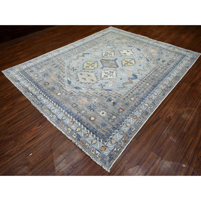 8'X9'10" Gray Anatolian Village Inspired Wool Hand Knotted Rug