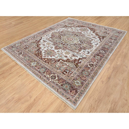 8'X10' Mixed Burgundy Heris Heritage Design Hand Knotted Pure Wool Rug