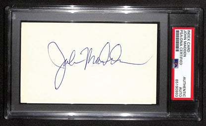John Madden Hof Signed/Auto 3X5 Index Card Oakland Raiders Psa/Dna 187473