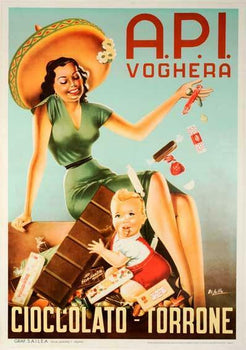 1950 Api Chocolate Poster, Graf Milano, Original Italian Advertising