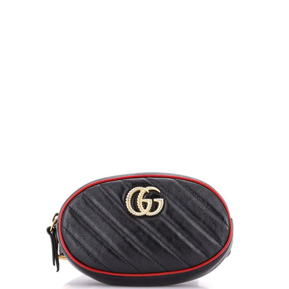 Gucci Gg Marmont Belt Bag Diagonal Quilted Leather