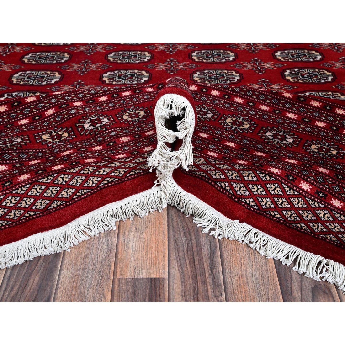 9'X11'9" Ruby Red Princess Bokara Hand Knotted Soft Wool Rug