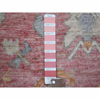 4'X11'10" Red Hand Knotted Afghan Angora Oushak Wool Oriental Rug