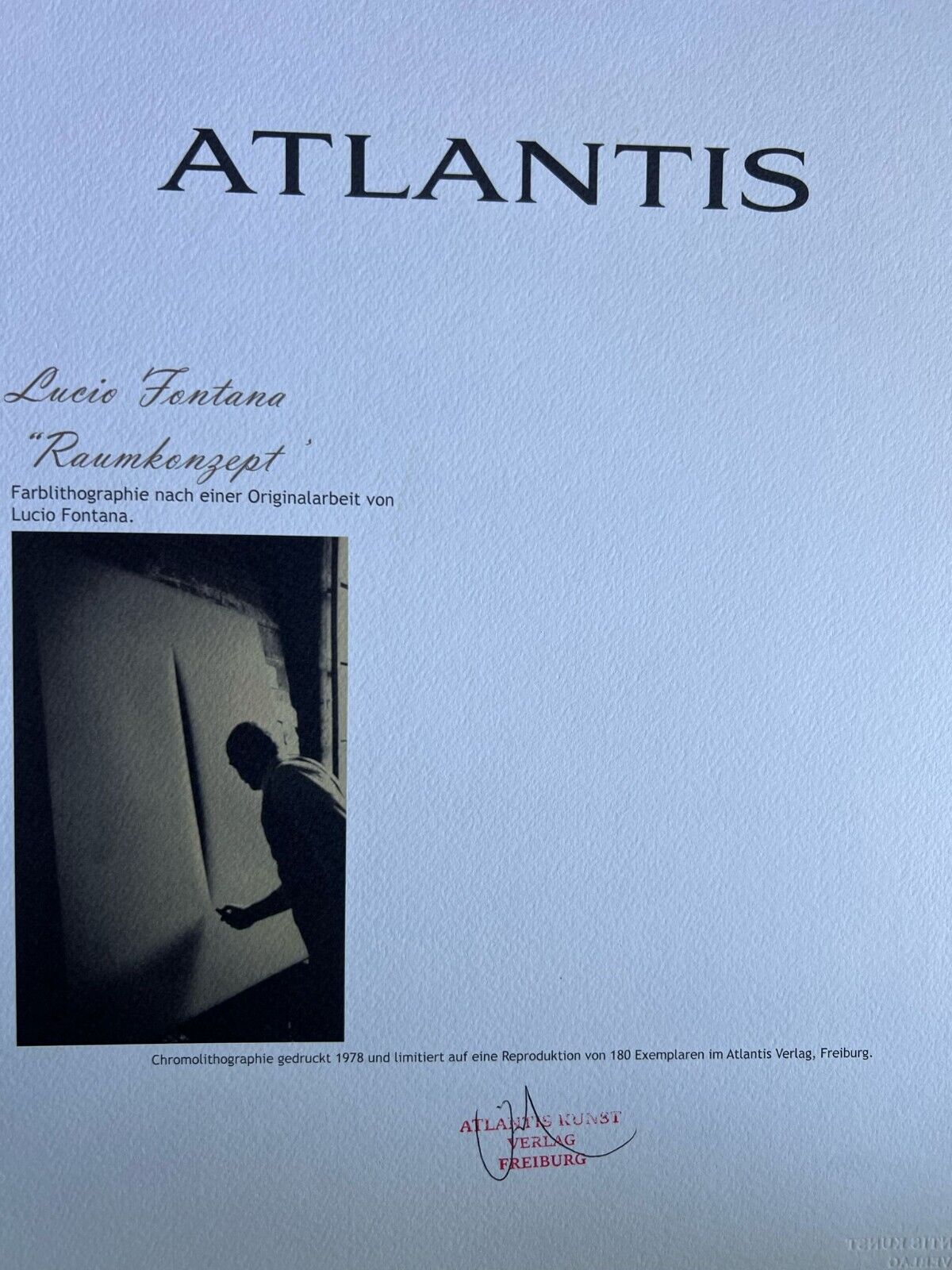 Lucio Fontana Lithograph Coa Signed In Pen 180 Ex