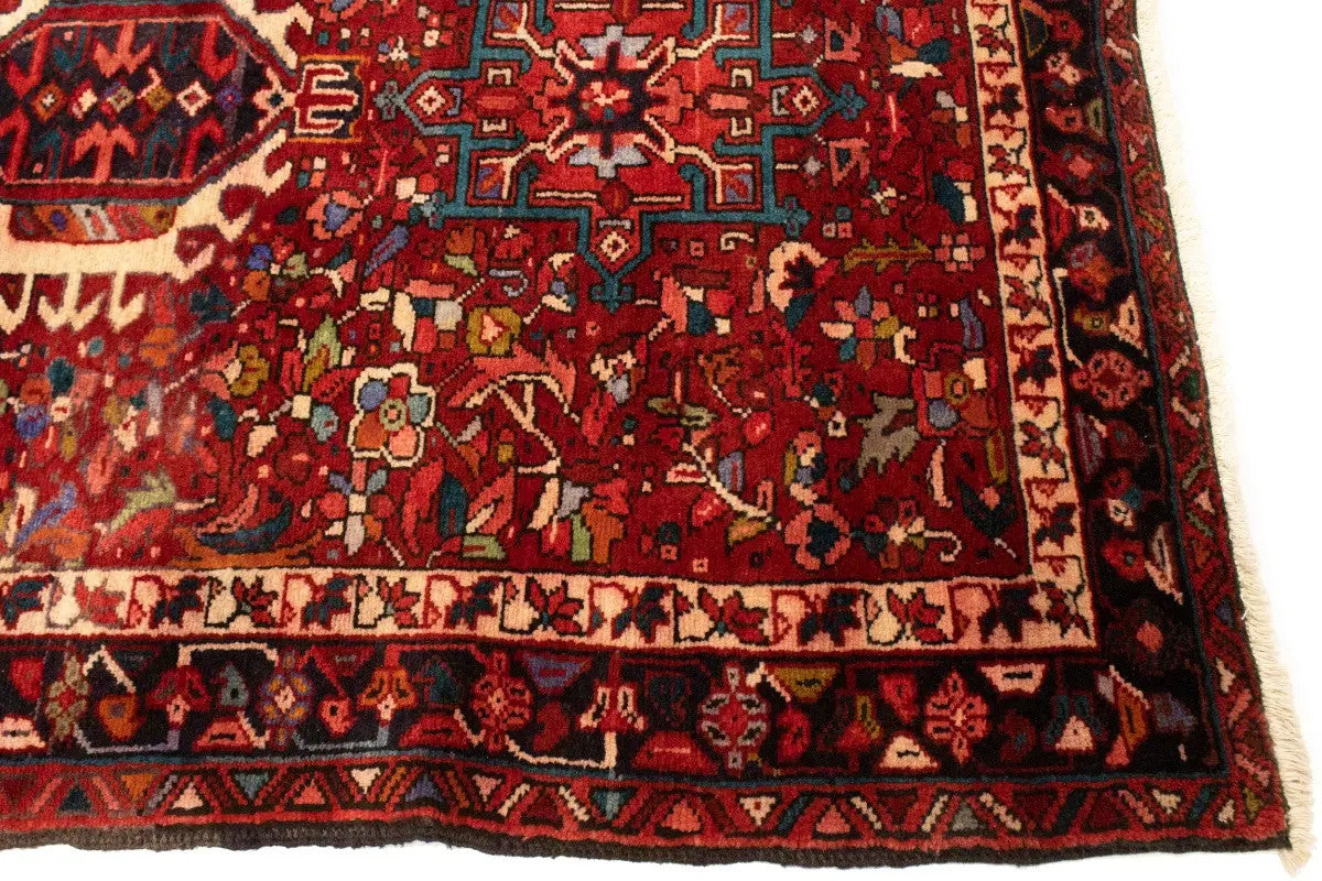 Karajeh Runner Rug Red Kitchen Carpet Vintage Oriental Design Geometric 4x11 ft