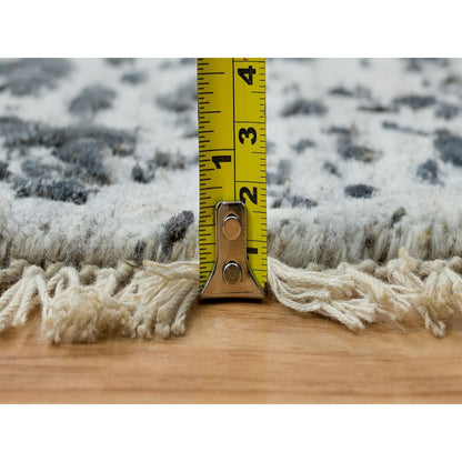 6'X6' Ice Gray Wool And Silk Broken And Erased Hand Knotted Oriental Rug