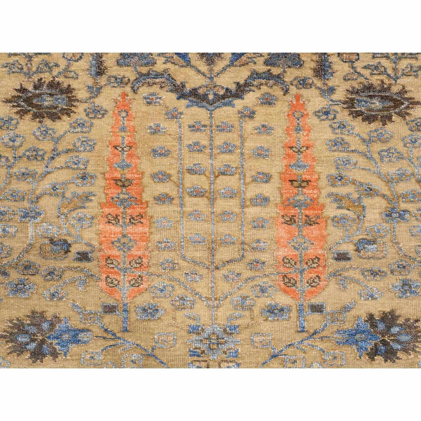 2'7"X6' Brown, Wool And Silk, Hand Knotted, Runner, Oriental, Rug