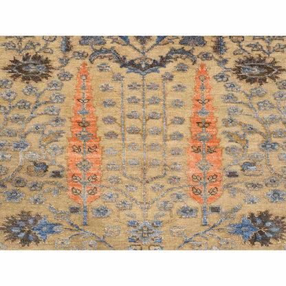 2'7"X6' Brown, Wool And Silk, Hand Knotted, Runner, Oriental, Rug