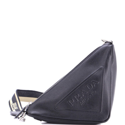 Prada Triangle Logo Zip Crossbody Bag Soft Leather Small
