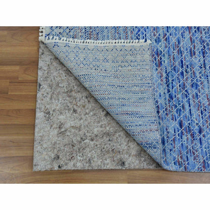 10'X14'4" Blue Pure Wool Hand Knotted Modern Chiaroscuro Collection Rug