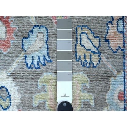 2'8"X11'9" Ash Gray Afghan Angora Oushak Wool Weft Runner Oriental Rug