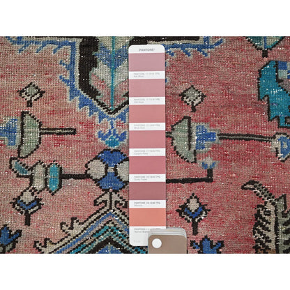 2'7"X12'7" Overdyed Red Vintage Zoroastrian Hand Knotted Wool Runner Rug